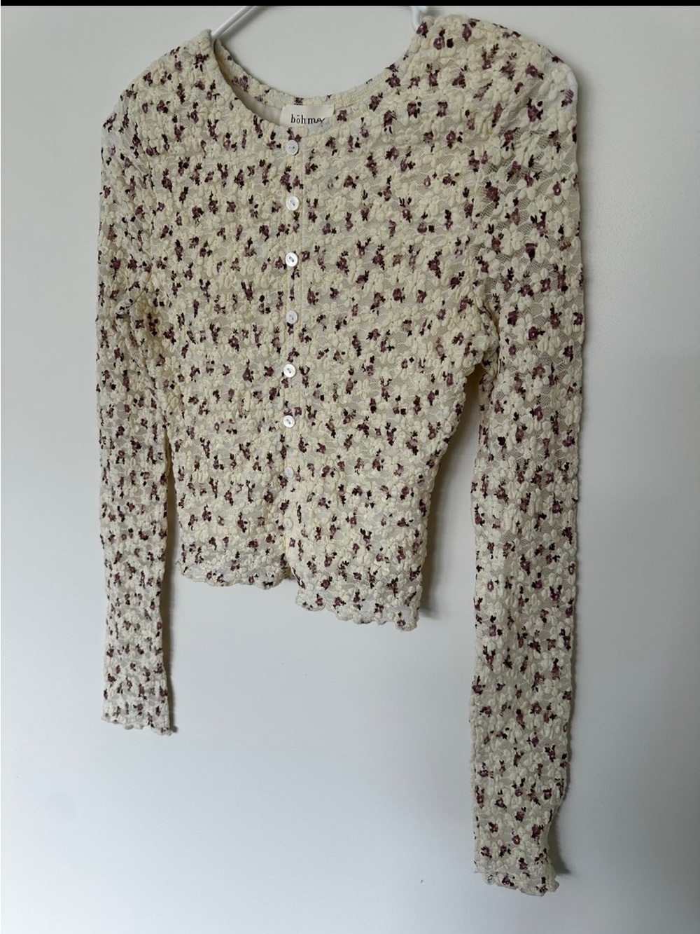 Bohme cream floral Lacey shirt XS